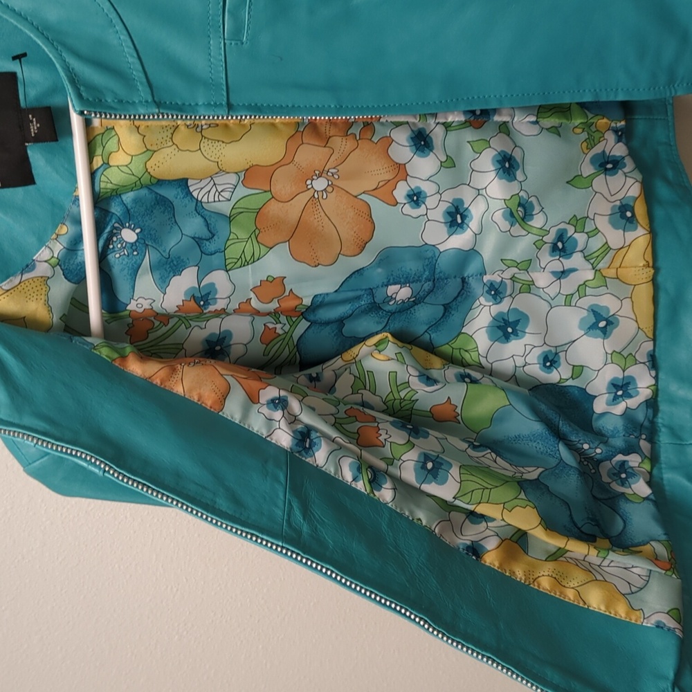 Bernado Electric Blue Leather Jacket - Silver Hardware - Cropped - Full Zip - S - Picture 12 of 15